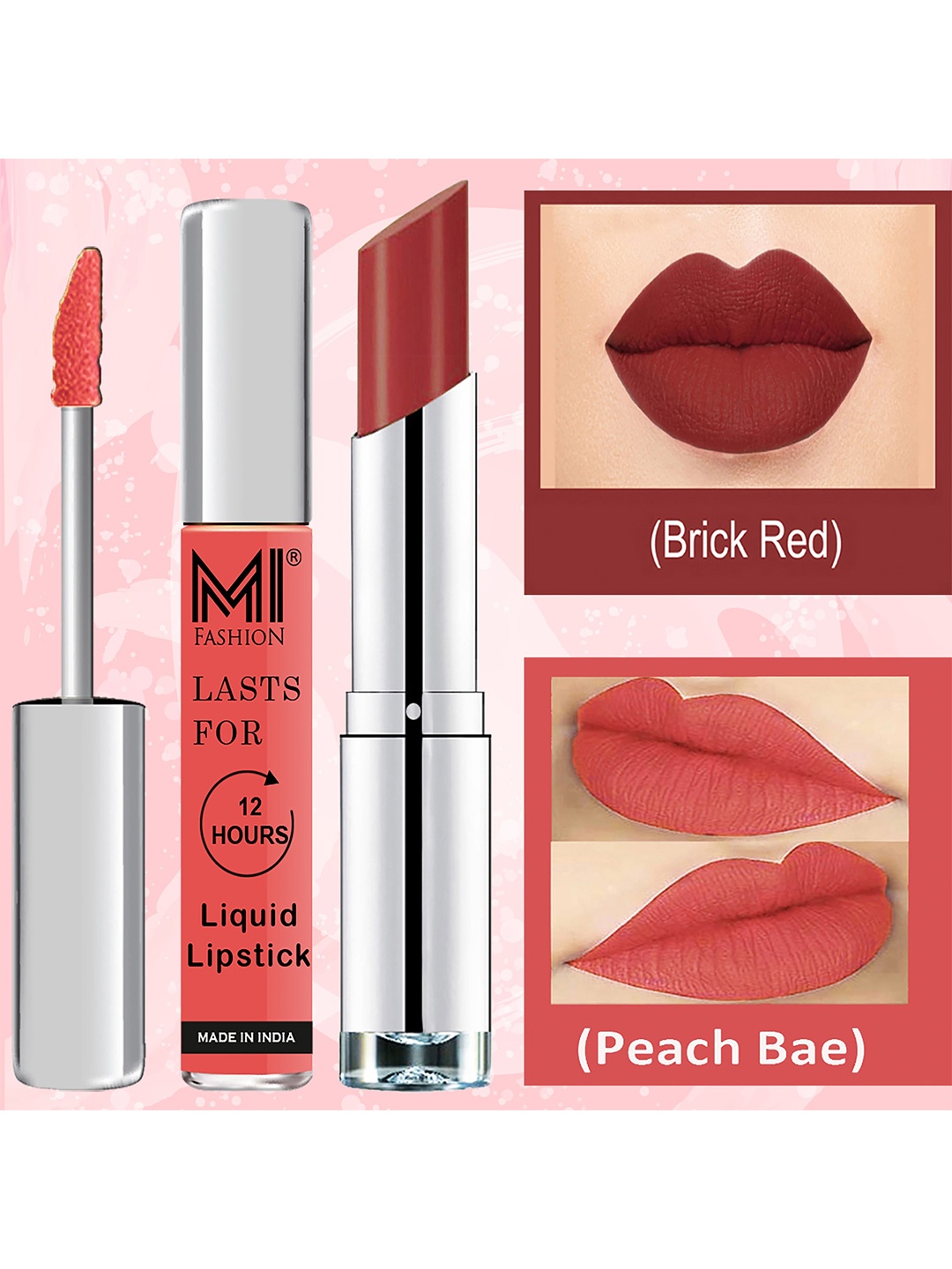 

MI FASHION Set of Liquid Lipstick 3.5ml - 17 & Creamy Matte Lipstick 3.5g - 20, Maroon