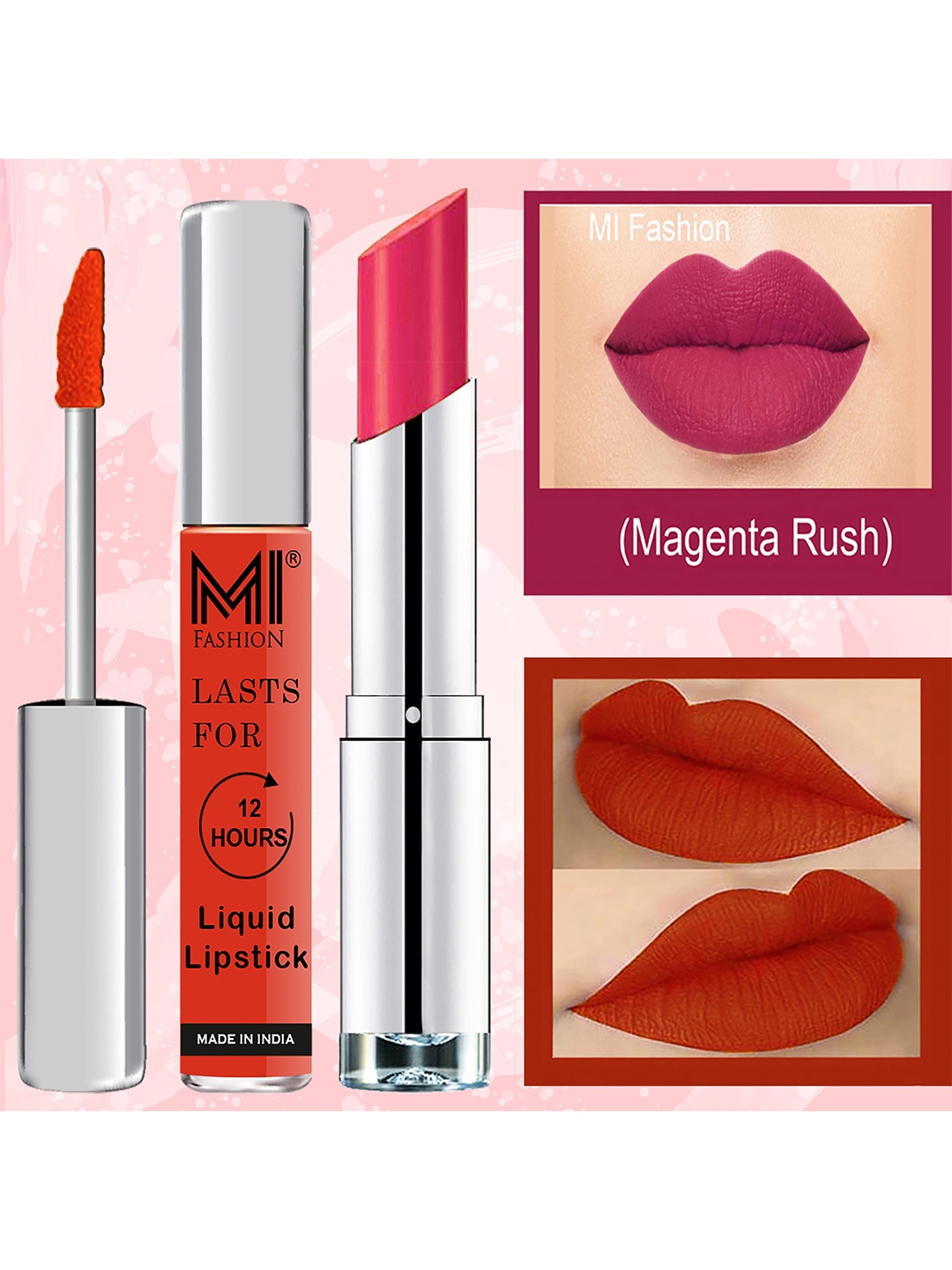 

MI FASHION Set of Liquid Lipstick 3.5ml - 04 & Creamy Matte Lipstick 3.5g - 05, Orange