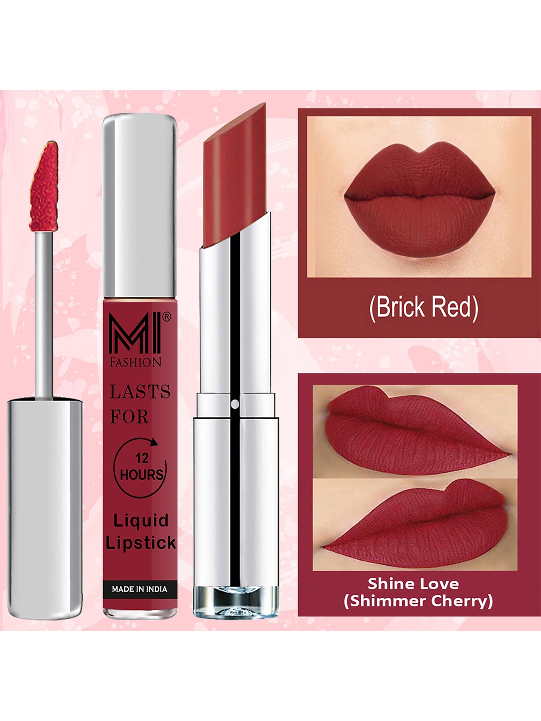 

MI FASHION Set of The Ultimate Liquid Lipstick 3.5ml -14 & Creamy Matte Lipstick 3.5g -20, Maroon