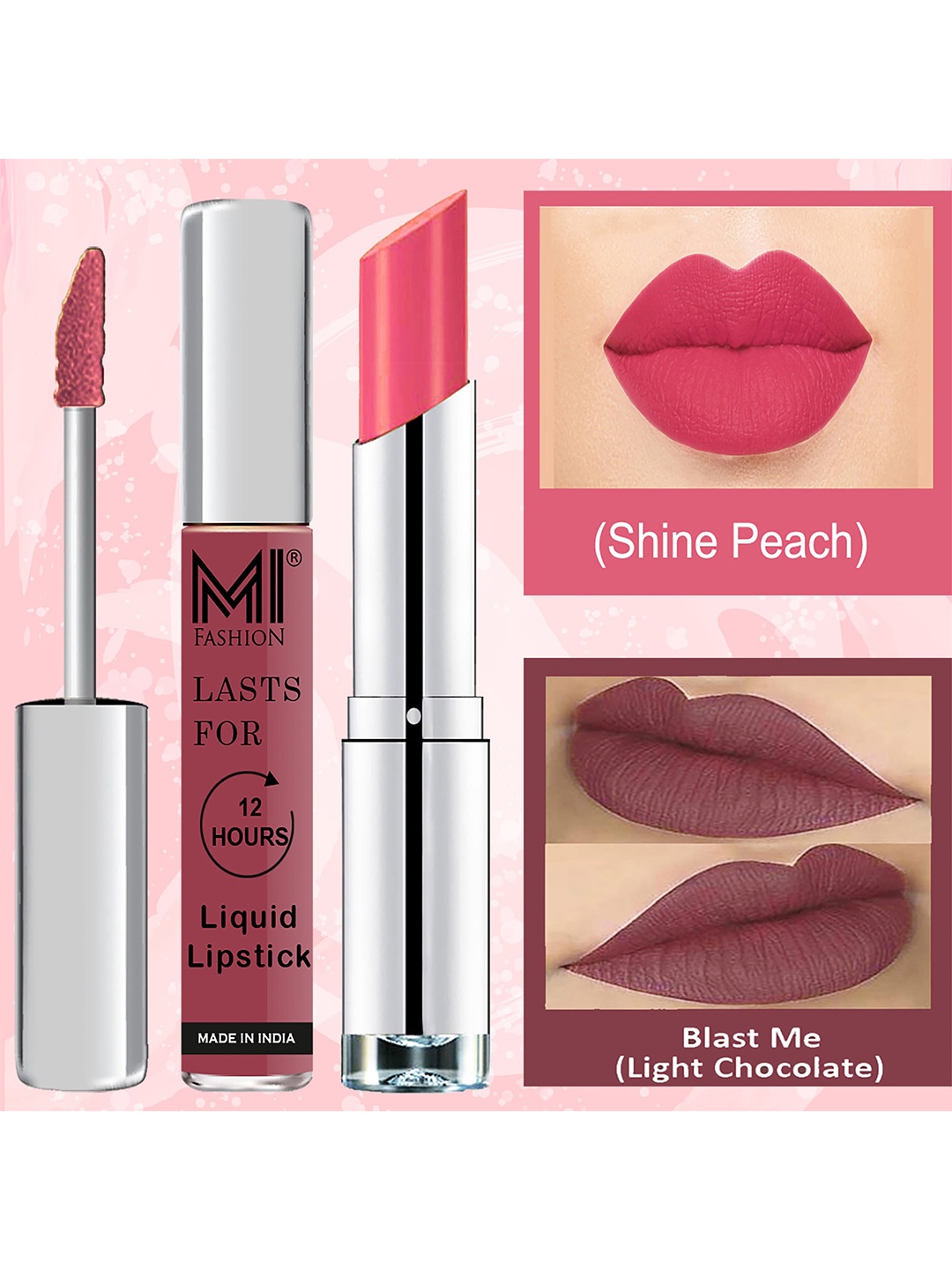 

MI FASHION Set of Liquid Lipstick 3.5ml - 08 & Creamy Matte Lipstick 3.5g -18, Brown