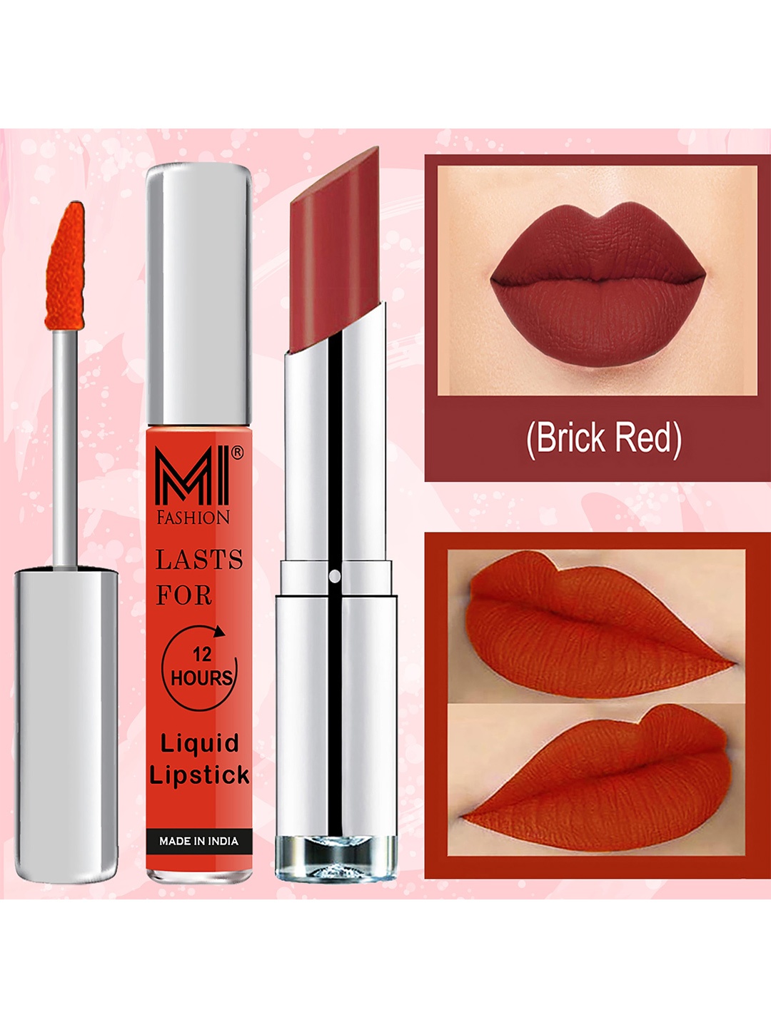 

MI FASHION Set of The Perfect Pair Liquid Lipstick 3.5 ml & Creamy Matte Lipstick 3.5 g, Orange