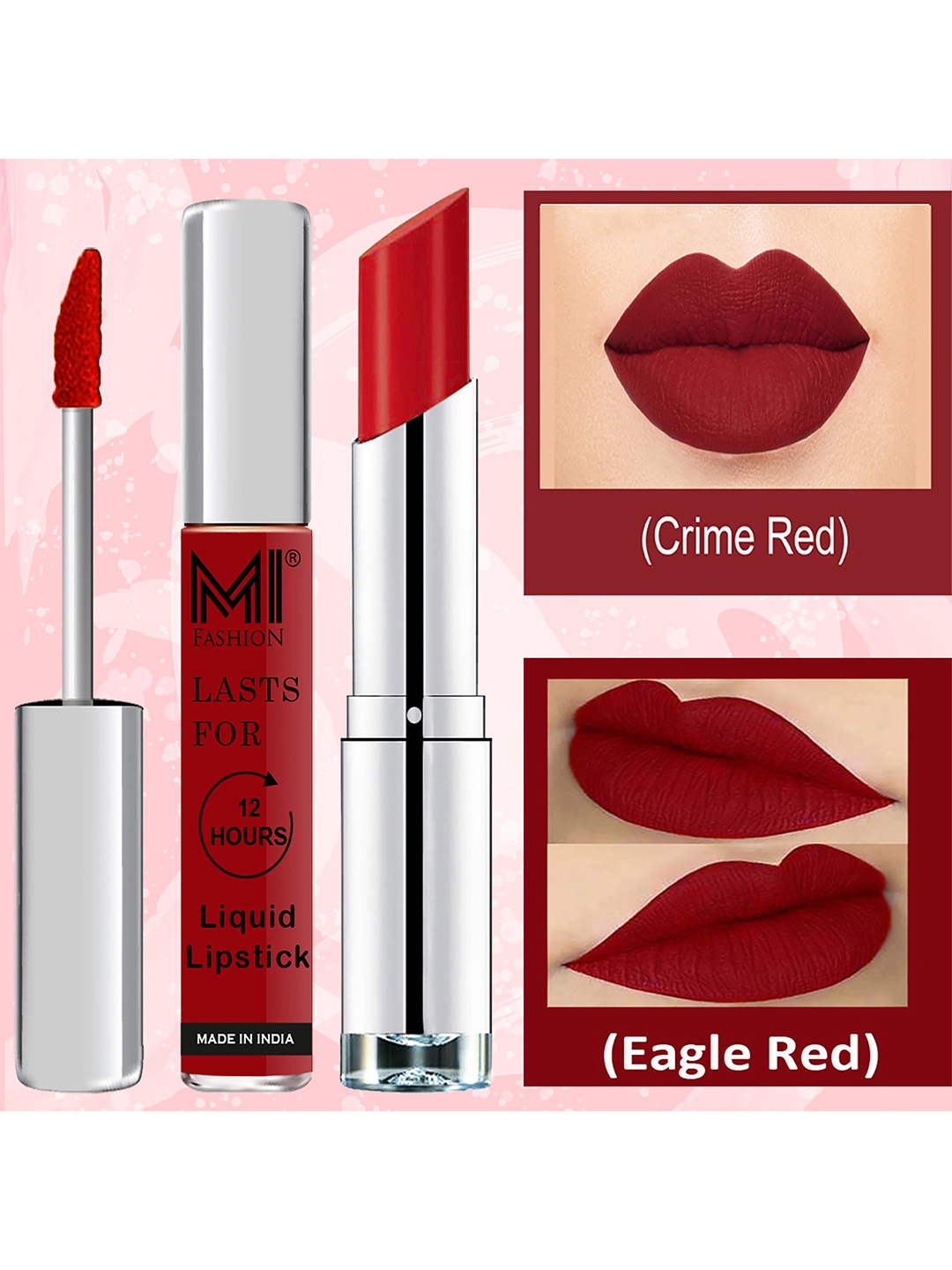 

MI FASHION Set of Lip Luxe Liquid Lipstick 3.5 ml - 07 & Creamy Matte Lipstick 3.5 g - 09, Red