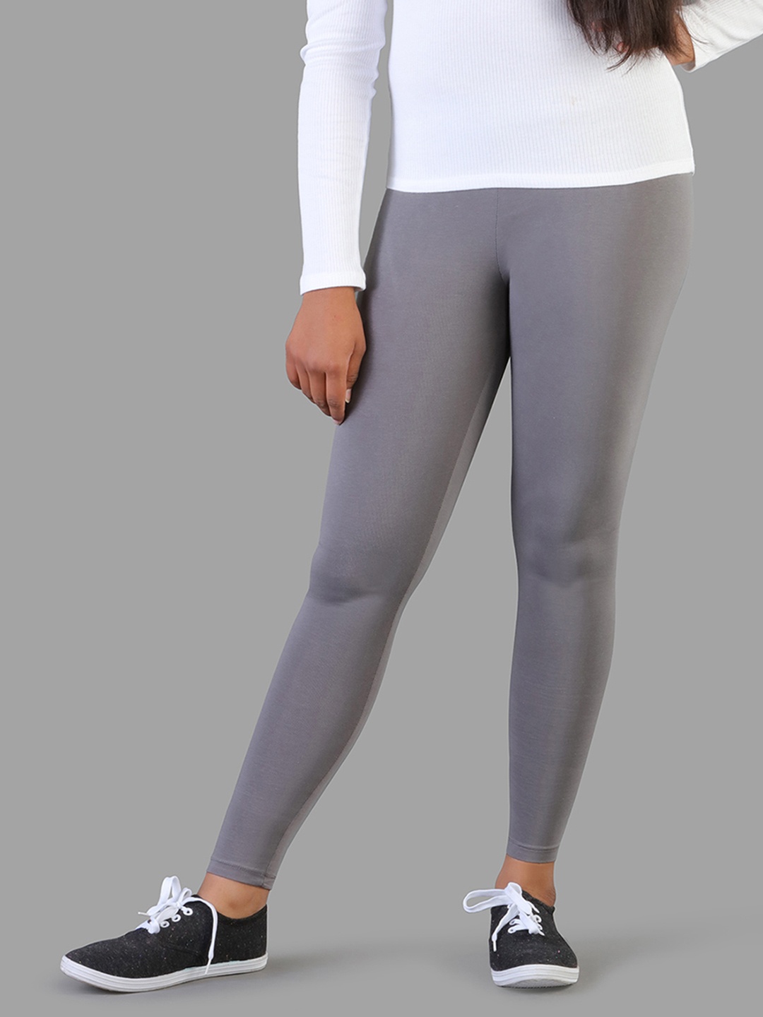 

TWIN BIRDS Girls Pure Cotton Tailored-Fit Ankle-Length Legging, Grey