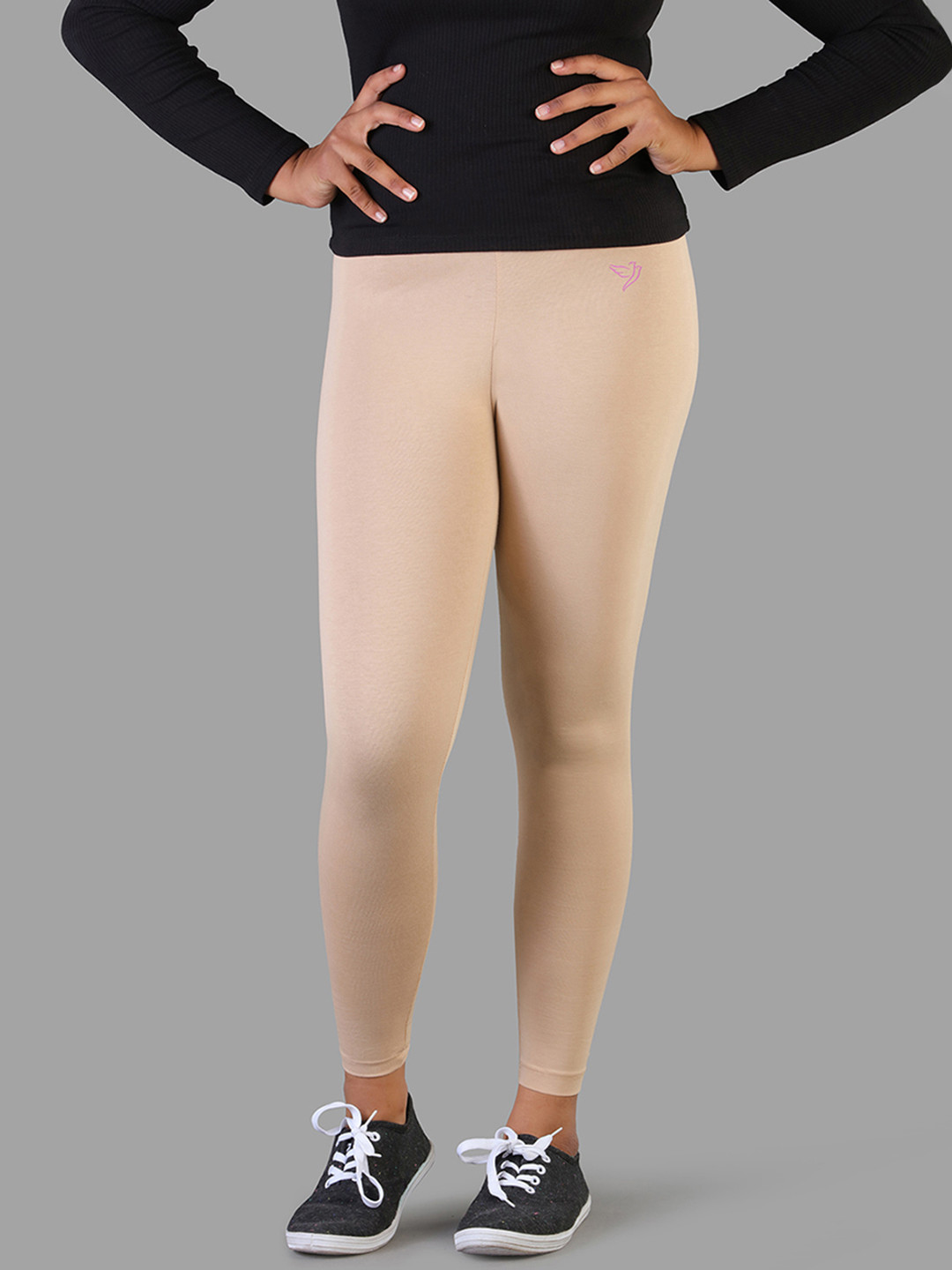 

TWIN BIRDS Girls Pure Cotton Tailored-Fit Ankle-Length Legging, Beige