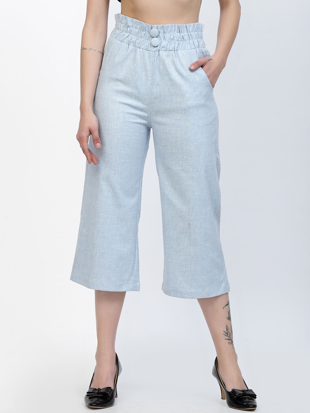 

Westwood Women Relaxed Easy Wash Linen Culottes Trousers, Blue