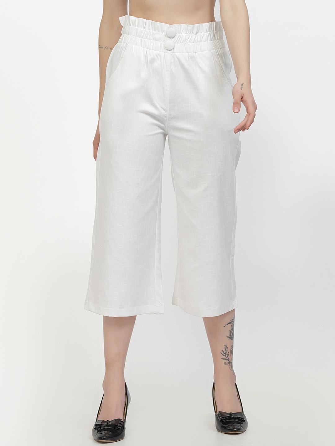 

Westwood Women Relaxed Easy Wash Cotton Culottes Trousers, White