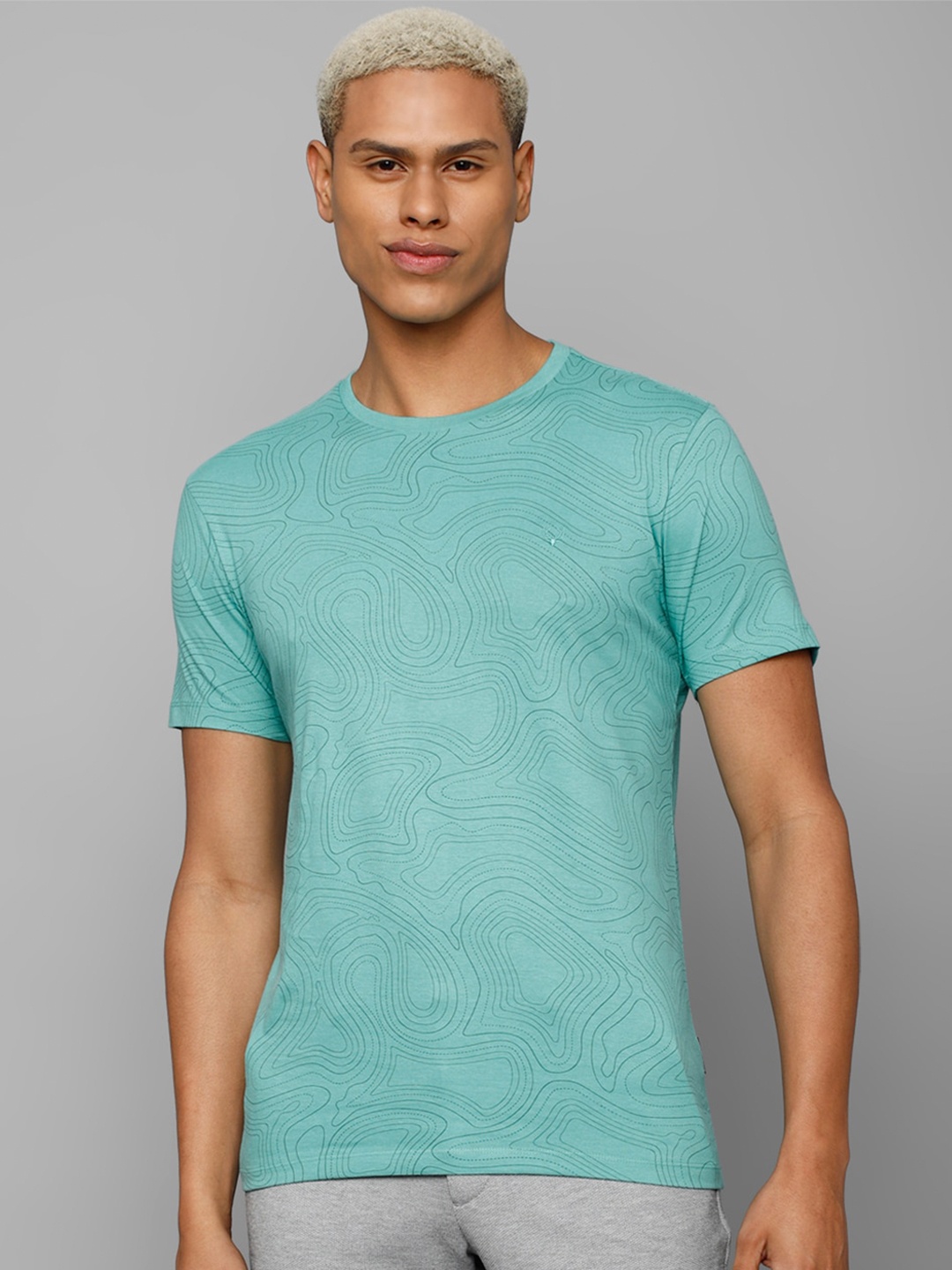 

Allen Solly Abstract Printed Slim Fit Cotton T-shirt, Blue