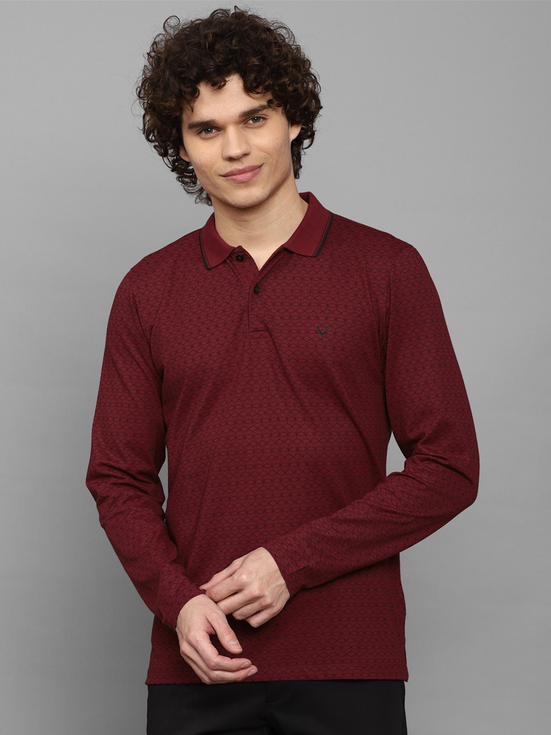 

Allen Solly Geometric Printed Polo Collar Pure Cotton T-shirt, Maroon