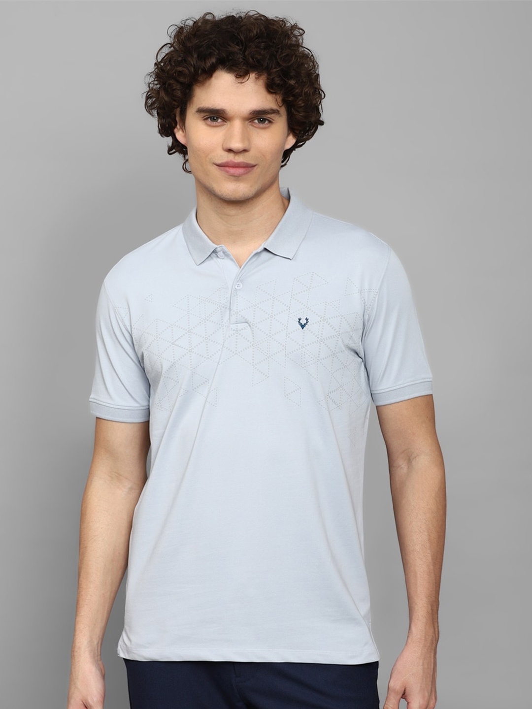 

Allen Solly Geometric Printed Polo Collar Pure Cotton T-shirt, Blue