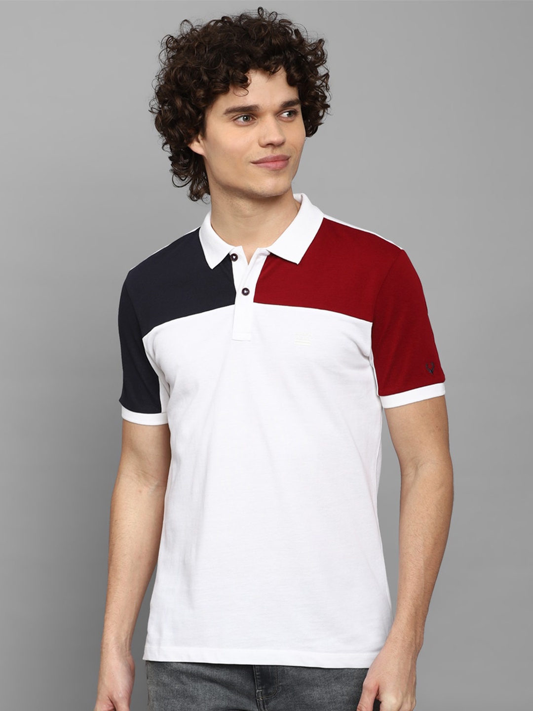 

Allen Solly Colourblocked Short Sleeve Polo Pure Cotton T-shirt, White