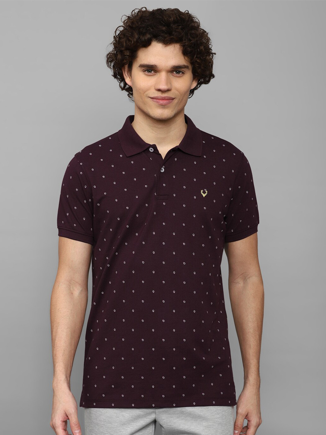 

Allen Solly Geometric Printed Polo Collar Pure Cotton T-shirt, Purple