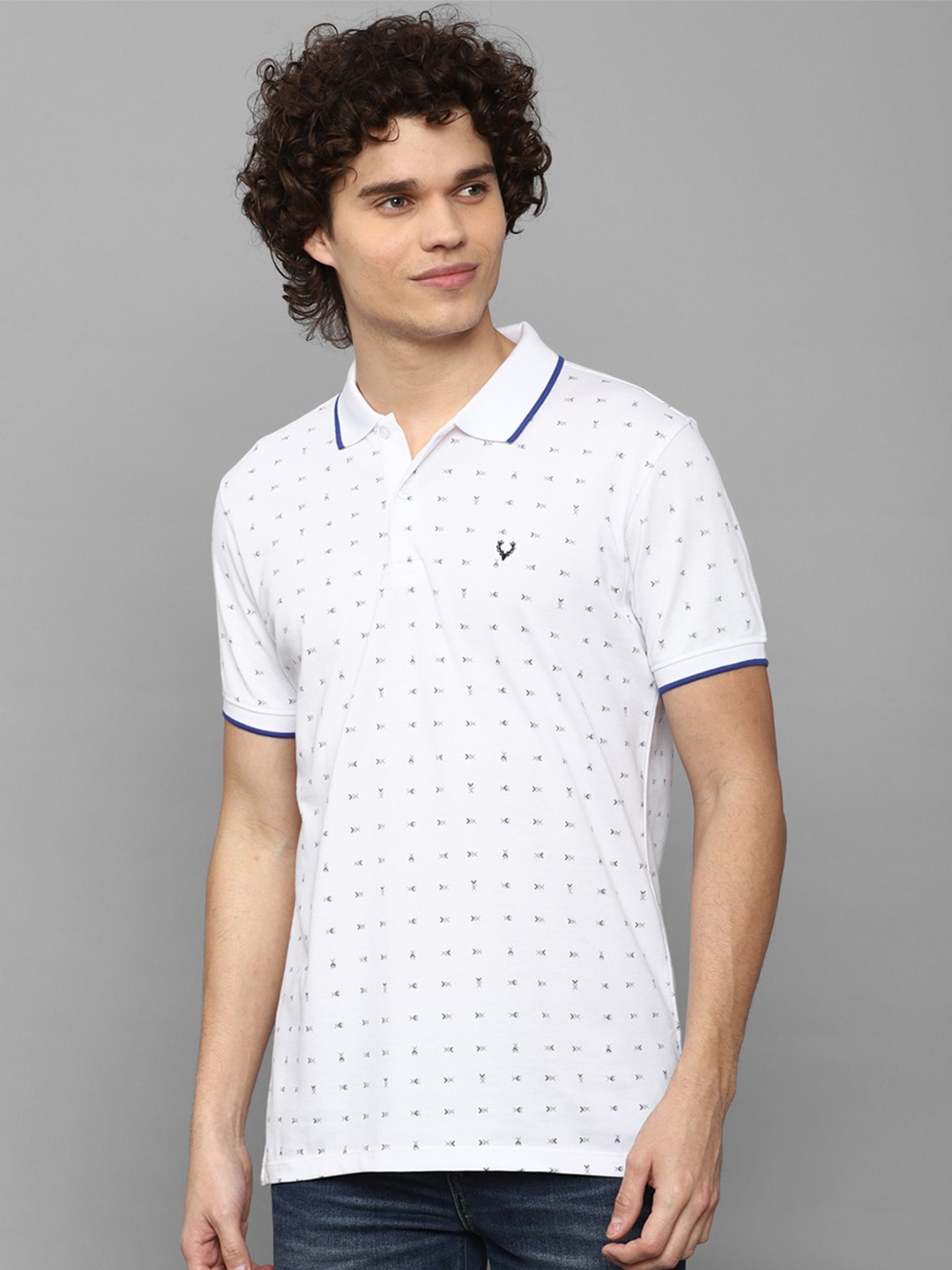 

Allen Solly Conversational Printed Polo Collar Pure Cotton T-shirt, White