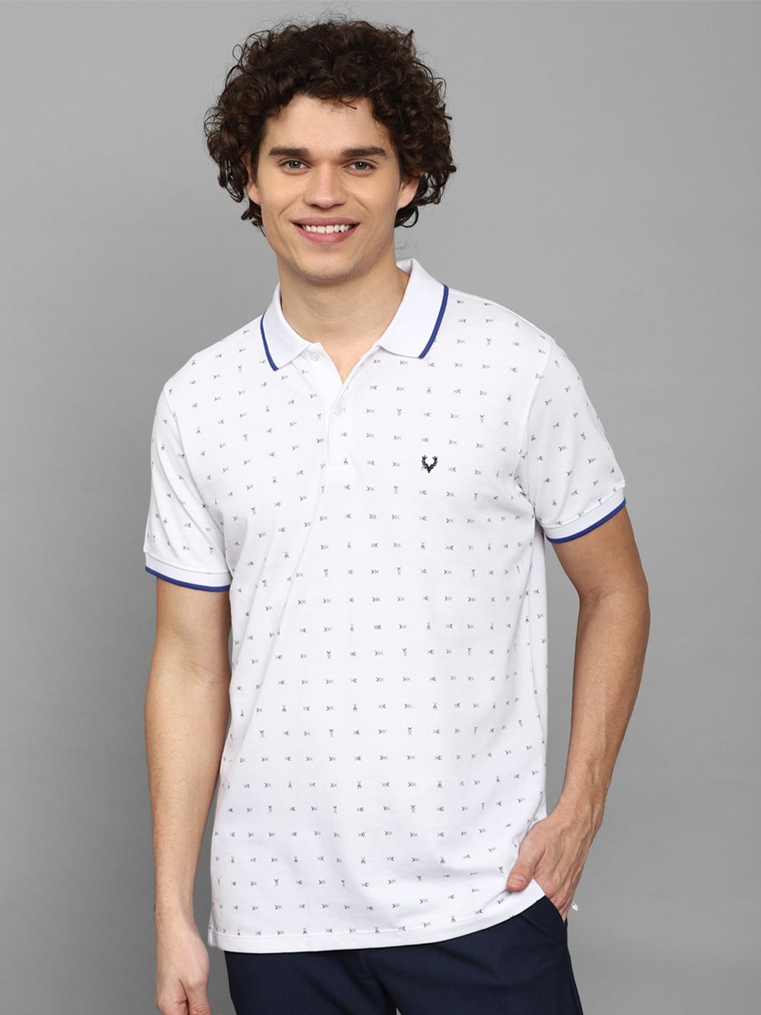 

Allen Solly Geometric Printed Polo Collar Pure Cotton T-shirt, White