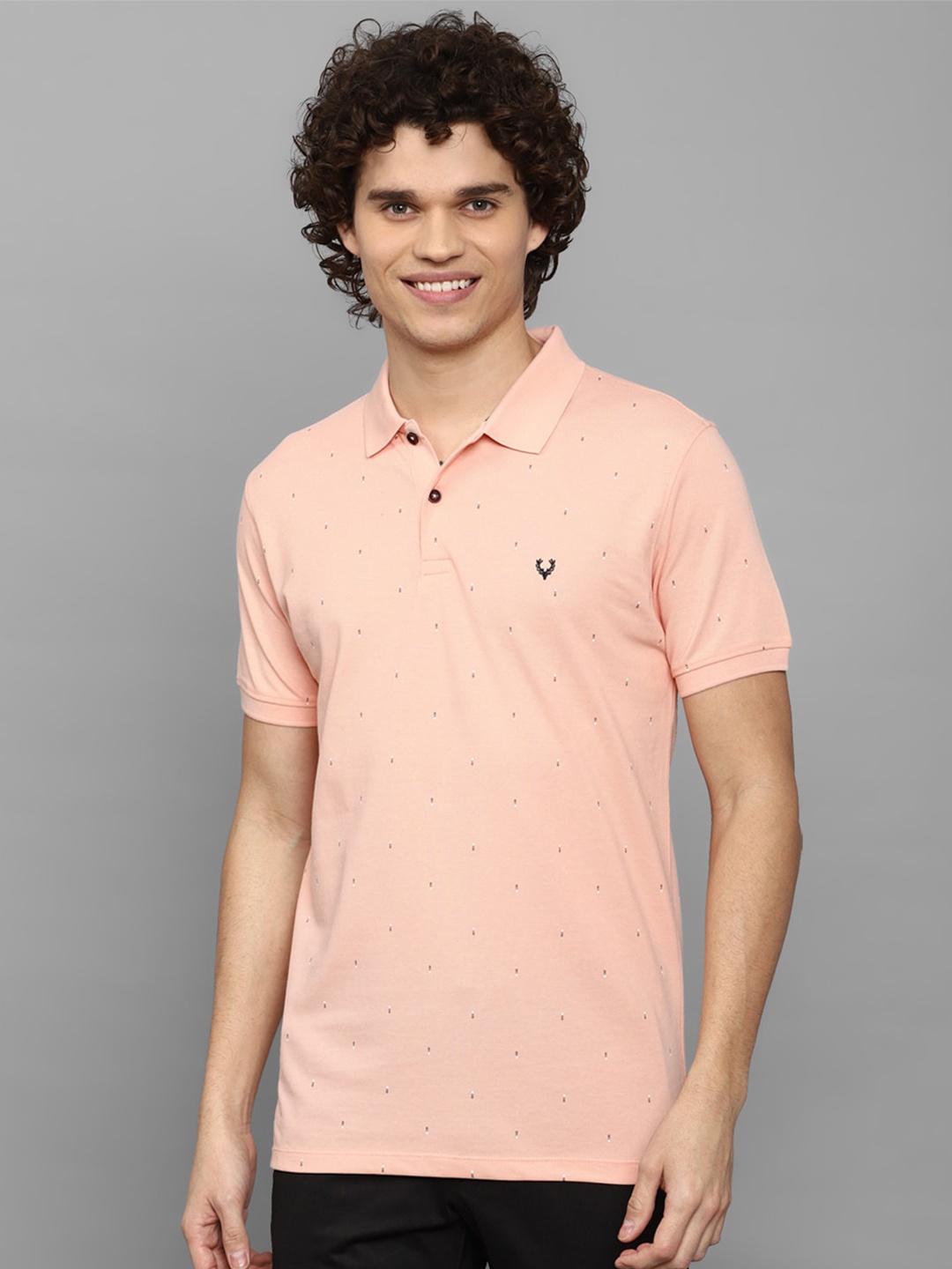 

Allen Solly Printed Polo Collar Pure Cotton T-shirt, Peach