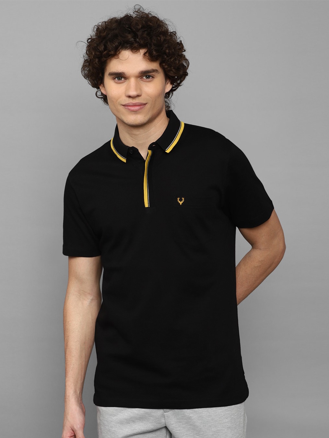 

Allen Solly Polo Collar Pure Cotton T-shirt, Black