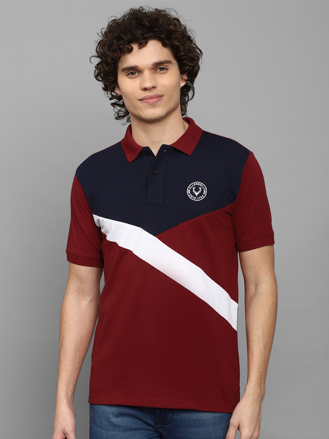 

Allen Solly Sport Colourblocked Polo Collar T-shirt, Maroon