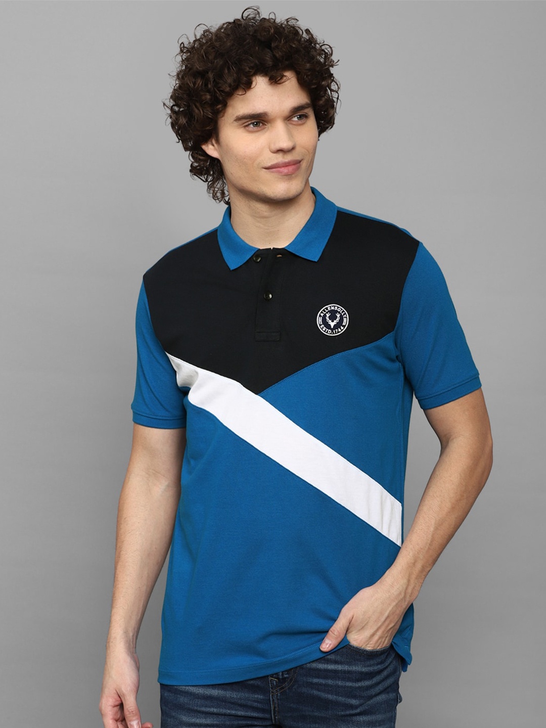 

Allen Solly Sport Colourblocked Polo Collar T-shirt, Blue