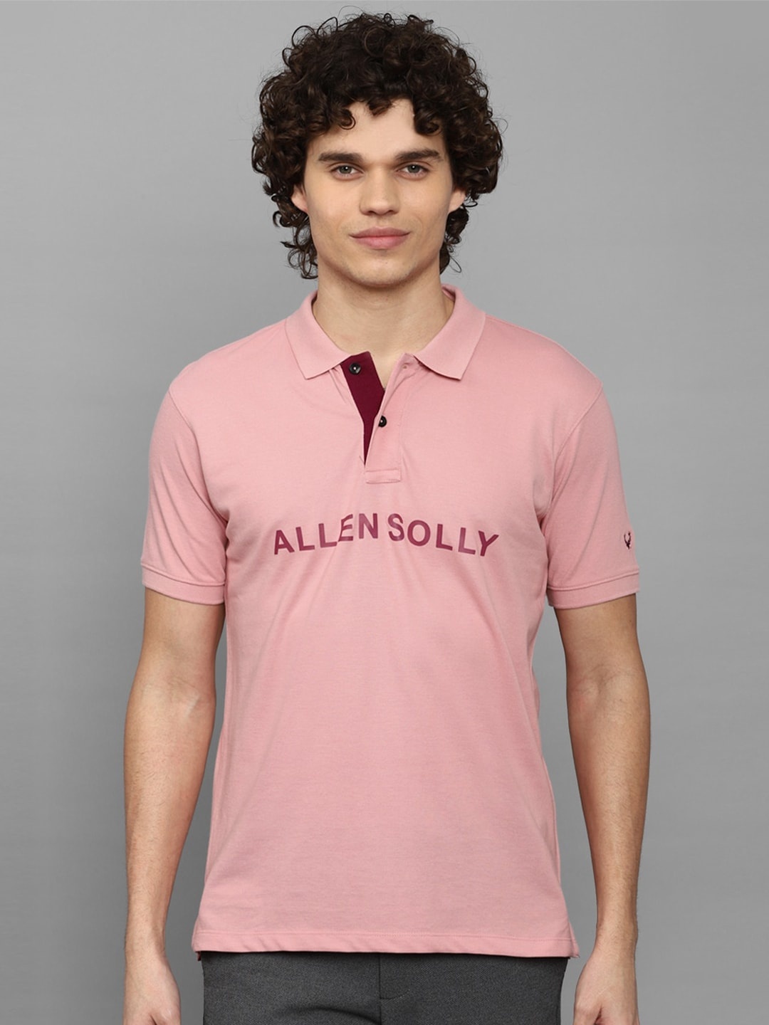 

Allen Solly Sport Typography Printed Polo Collar Casual T-shirt, Peach