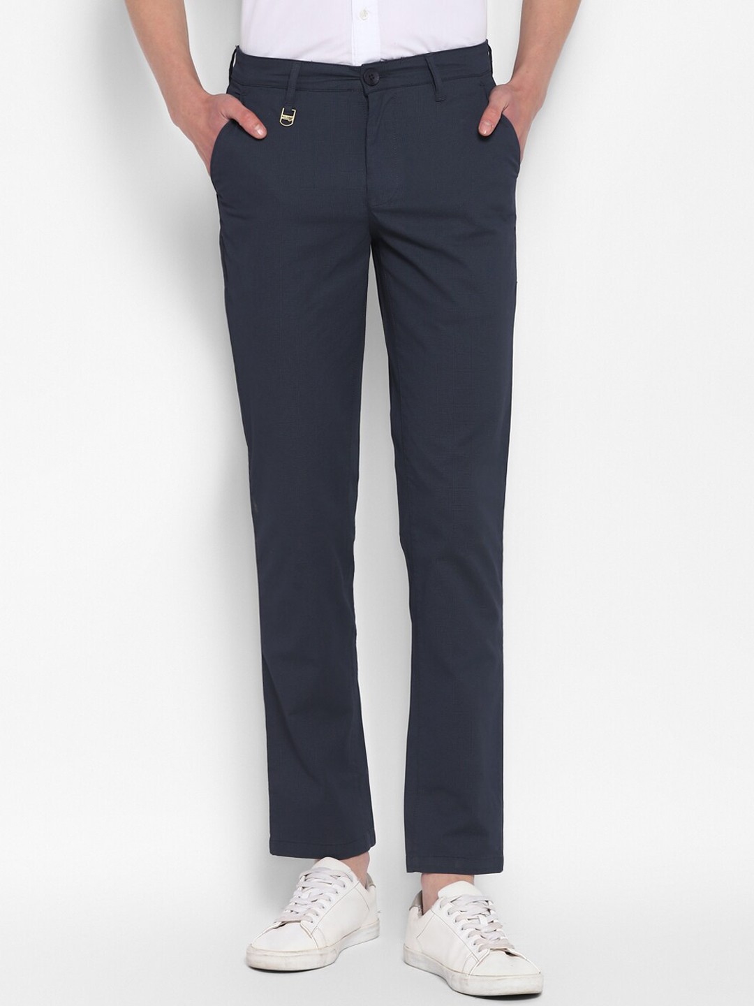 

Red Chief Men Mid Rise Slim Fit Cotton Trousers, Navy blue
