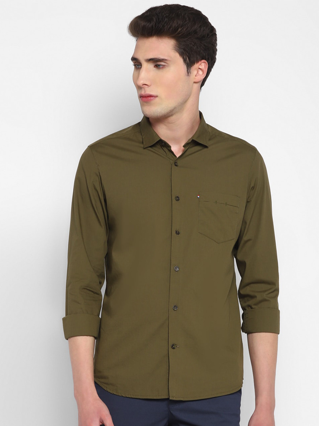 

Red Chief Slim Fit Casual Cotton Shirt, Olive
