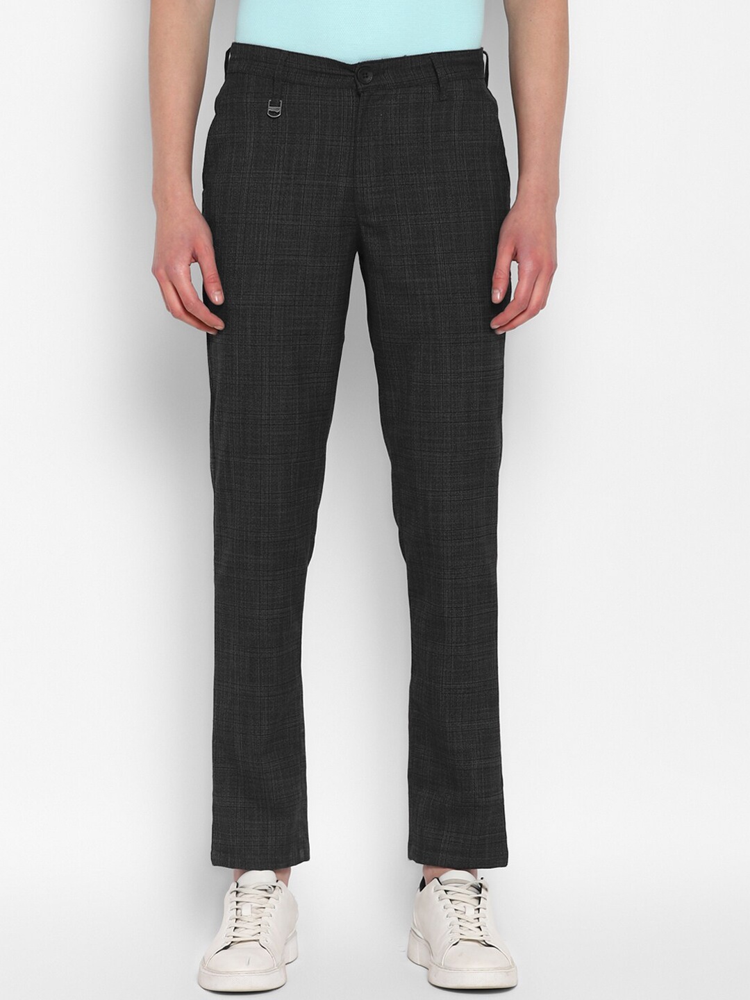 

Red Chief Men Self Design Mid Rise Regular Fit Trousers, Black