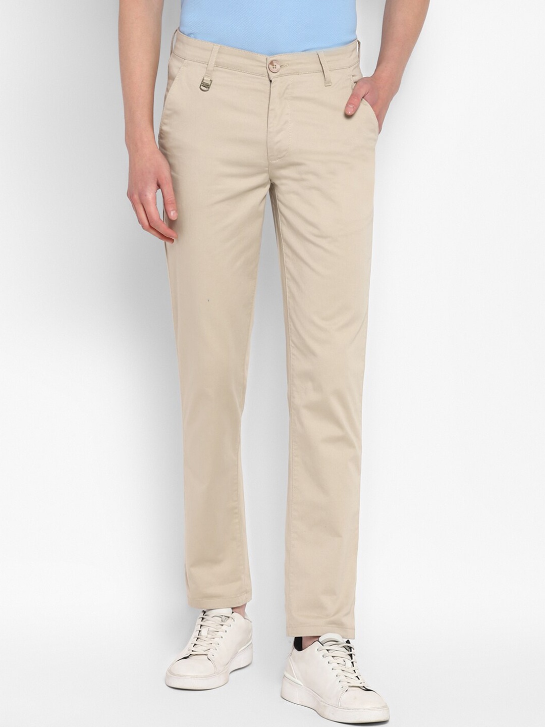 

Red Chief Men Mid Rise Cotton Slim Fit Trousers, Beige