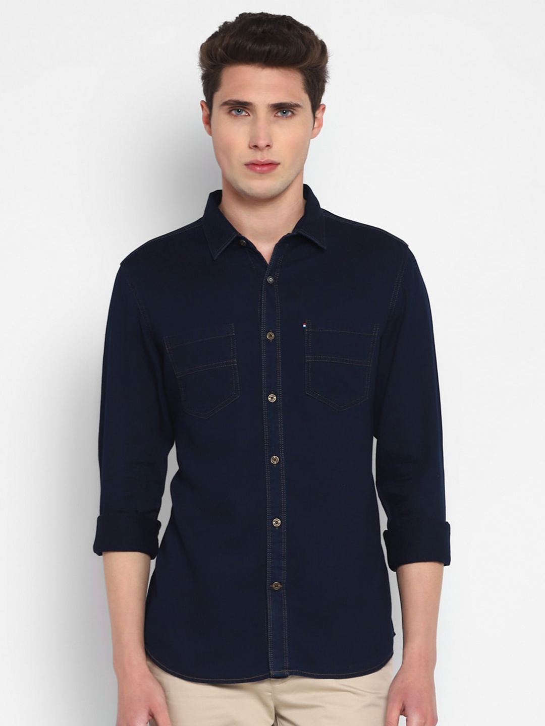 

Red Chief Slim Fit Denim Cotton Casual Shirt, Blue