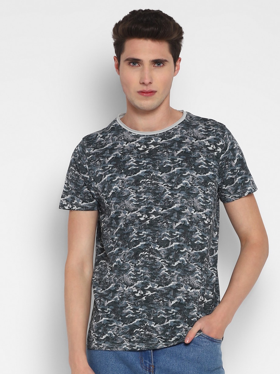 

Red Chief Camouflage Printed Cotton T-shirt, Blue