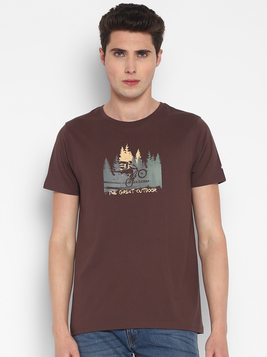 

Red Chief Printed Cotton T-shirt, Brown