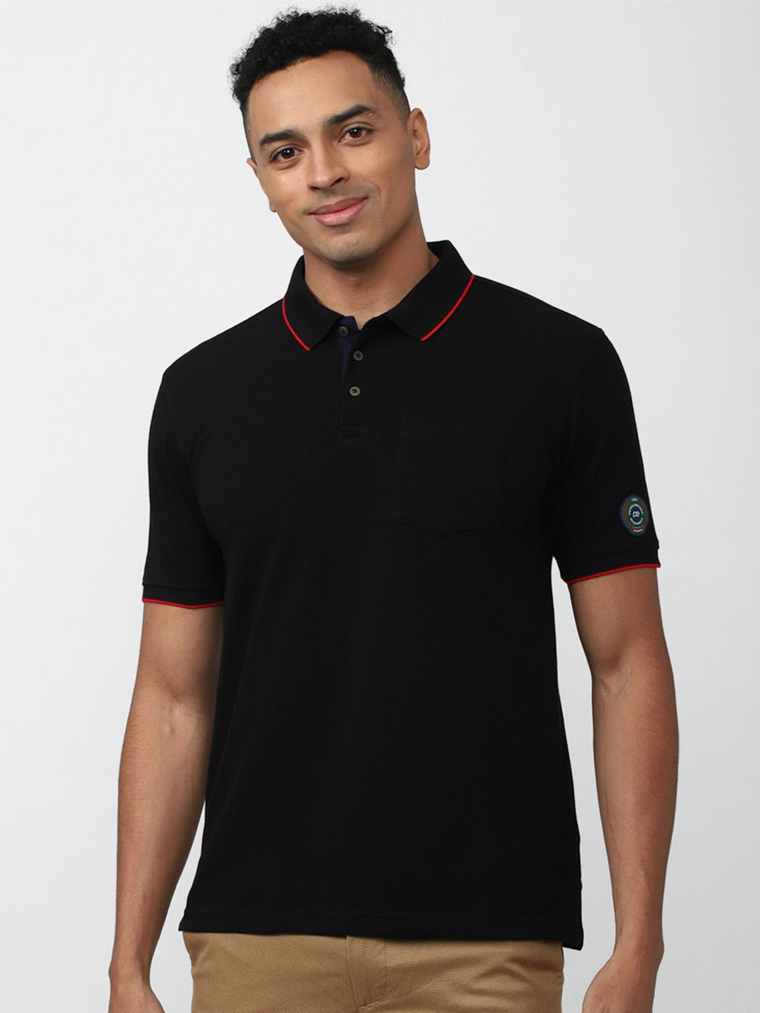 

Peter England Casuals Polo Collar Short Sleeve T-shirt, Black