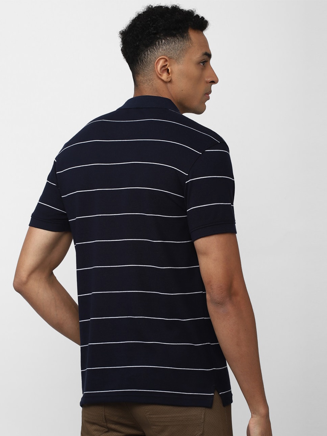 

Peter England Casuals Striped Polo Collar Slim Fit T-shirt, Navy blue