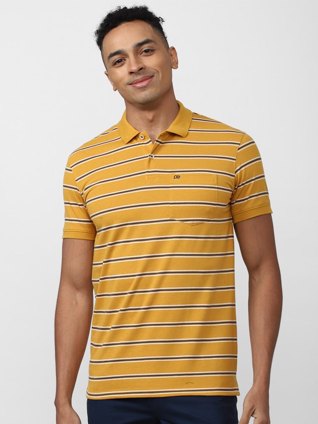 

Peter England Casuals Striped Polo Collar Slim Fit T-shirt, Yellow
