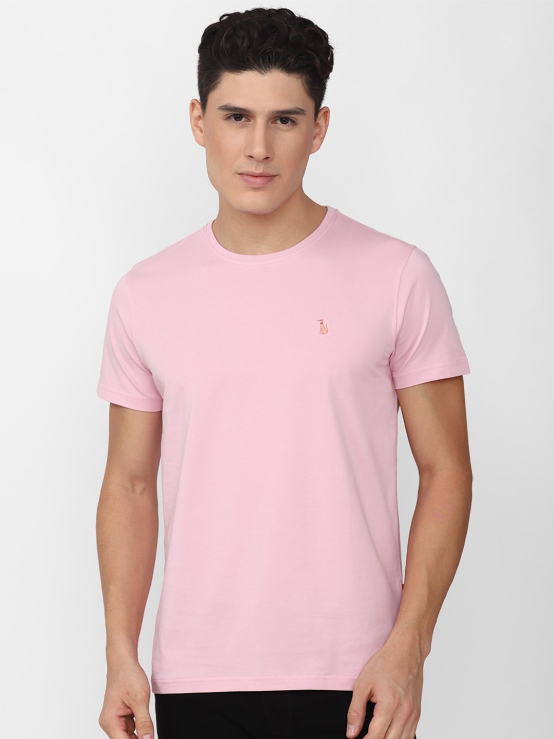 

SIMON CARTER LONDON Round Neck Slim Fit Casual T-shirt, Pink