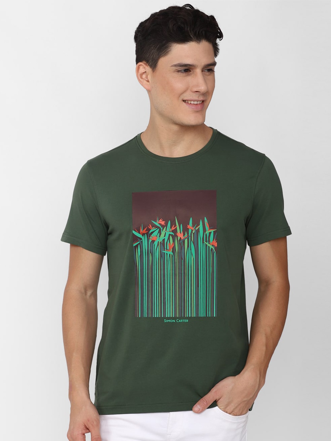 SIMON CARTER LONDON Graphic Printed Slim Fit T-shirt, Green