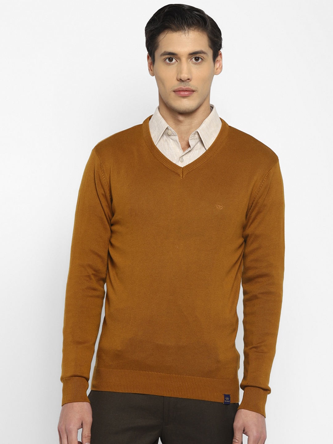 

TOP BRASS V-Neck Wool Pullover Sweater, Mustard