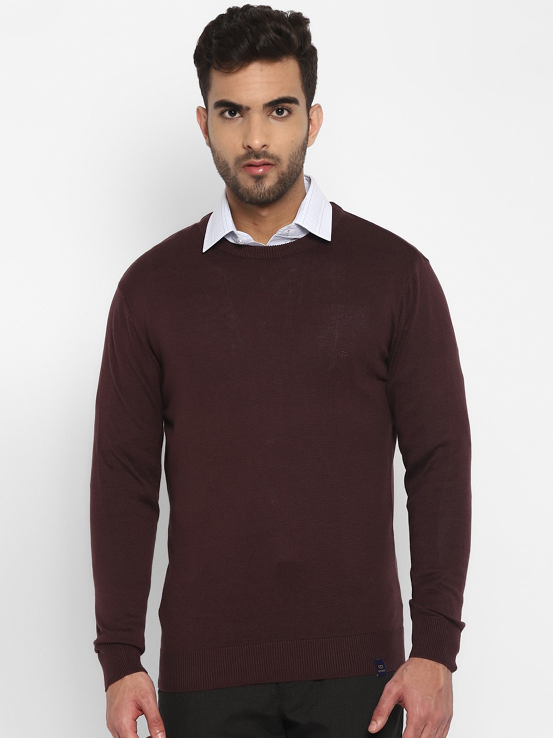 

TOP BRASS Wool Pullover Sweater, Maroon