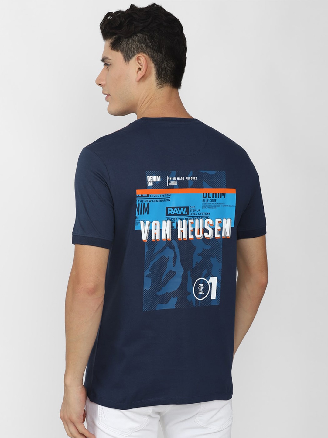 

VAN HEUSEN DENIM LABS Typography Printed T-shirt, Navy blue