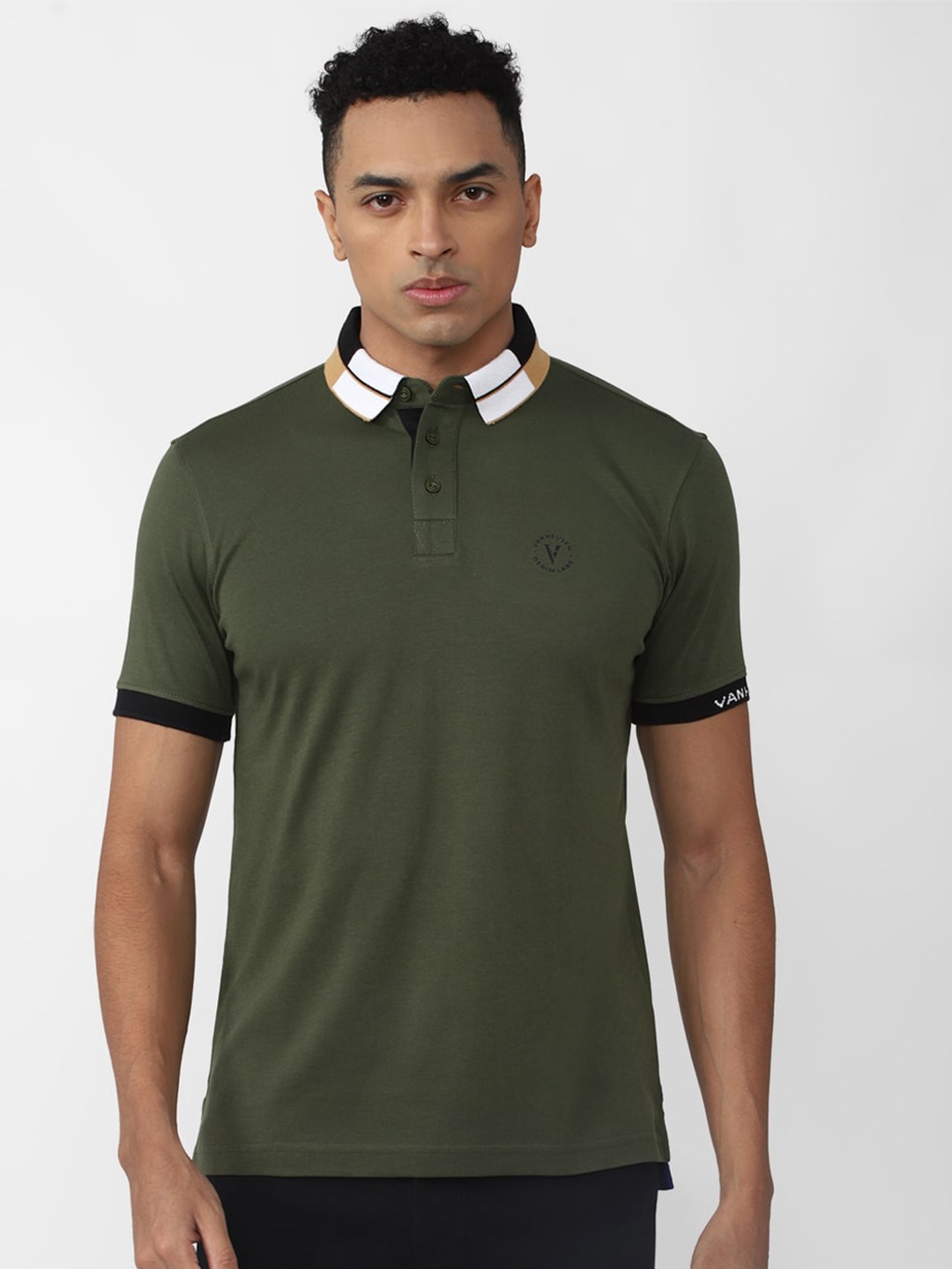 

VAN HEUSEN DENIM LABS Polo Collar Slim Fit T-shirt, Olive