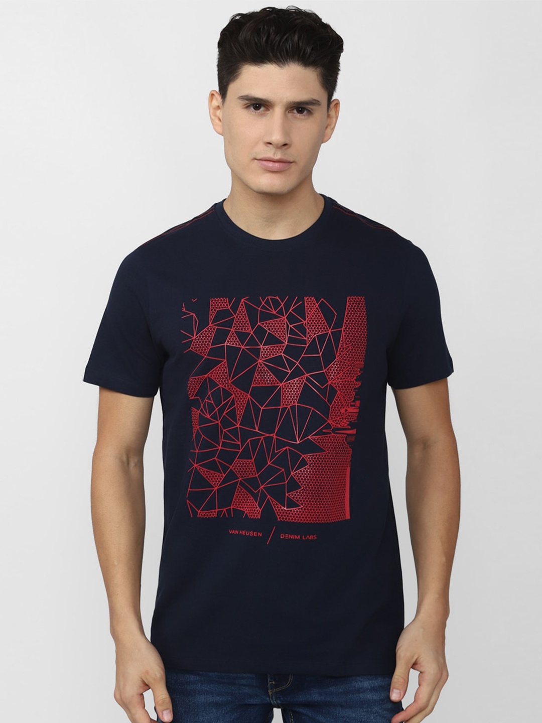 

VAN HEUSEN DENIM LABS Geometric Printed Short Sleeves T-shirt, Navy blue