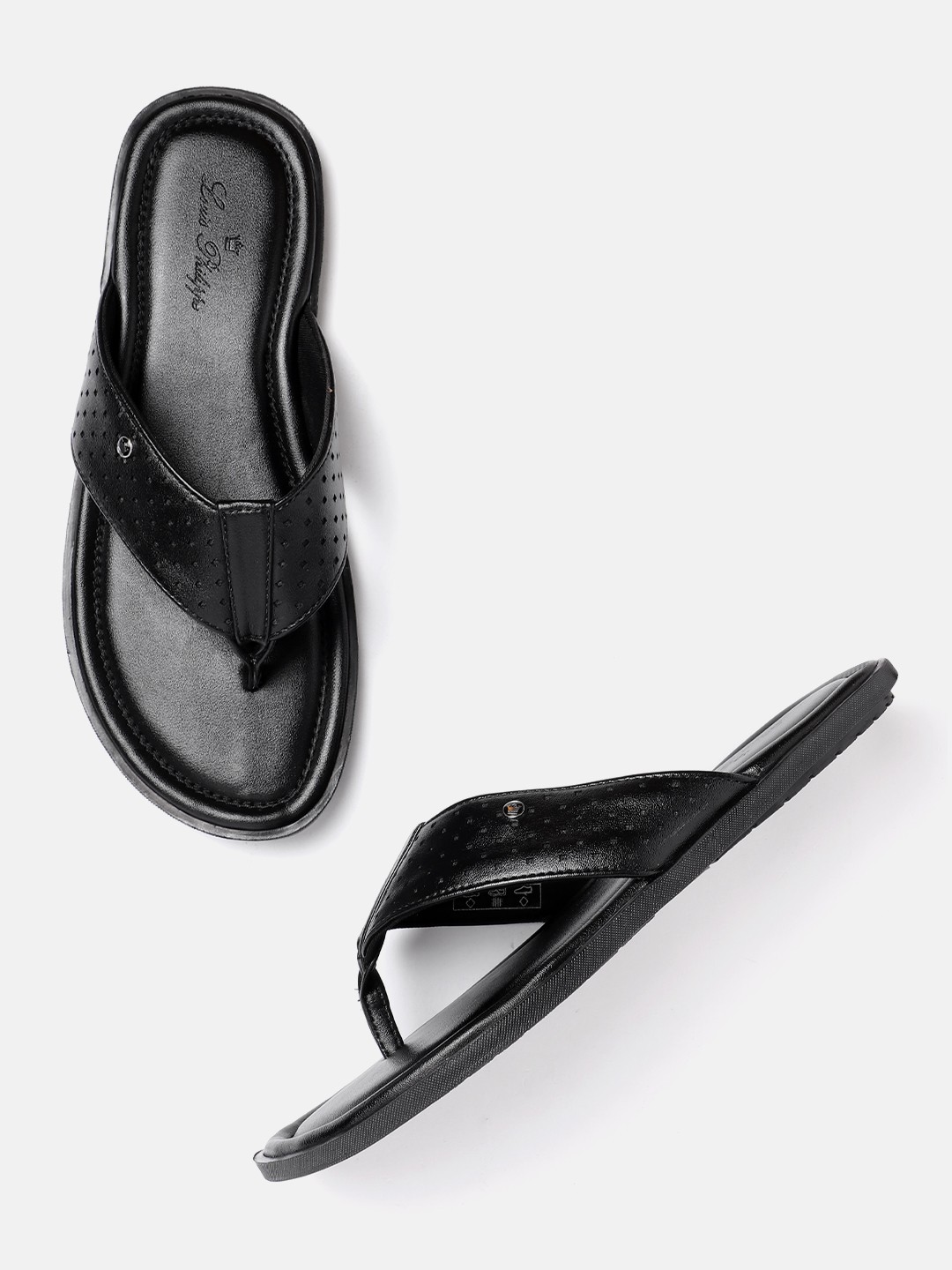 

Louis Philippe Men Textured Leather Comfort Sandals, Black