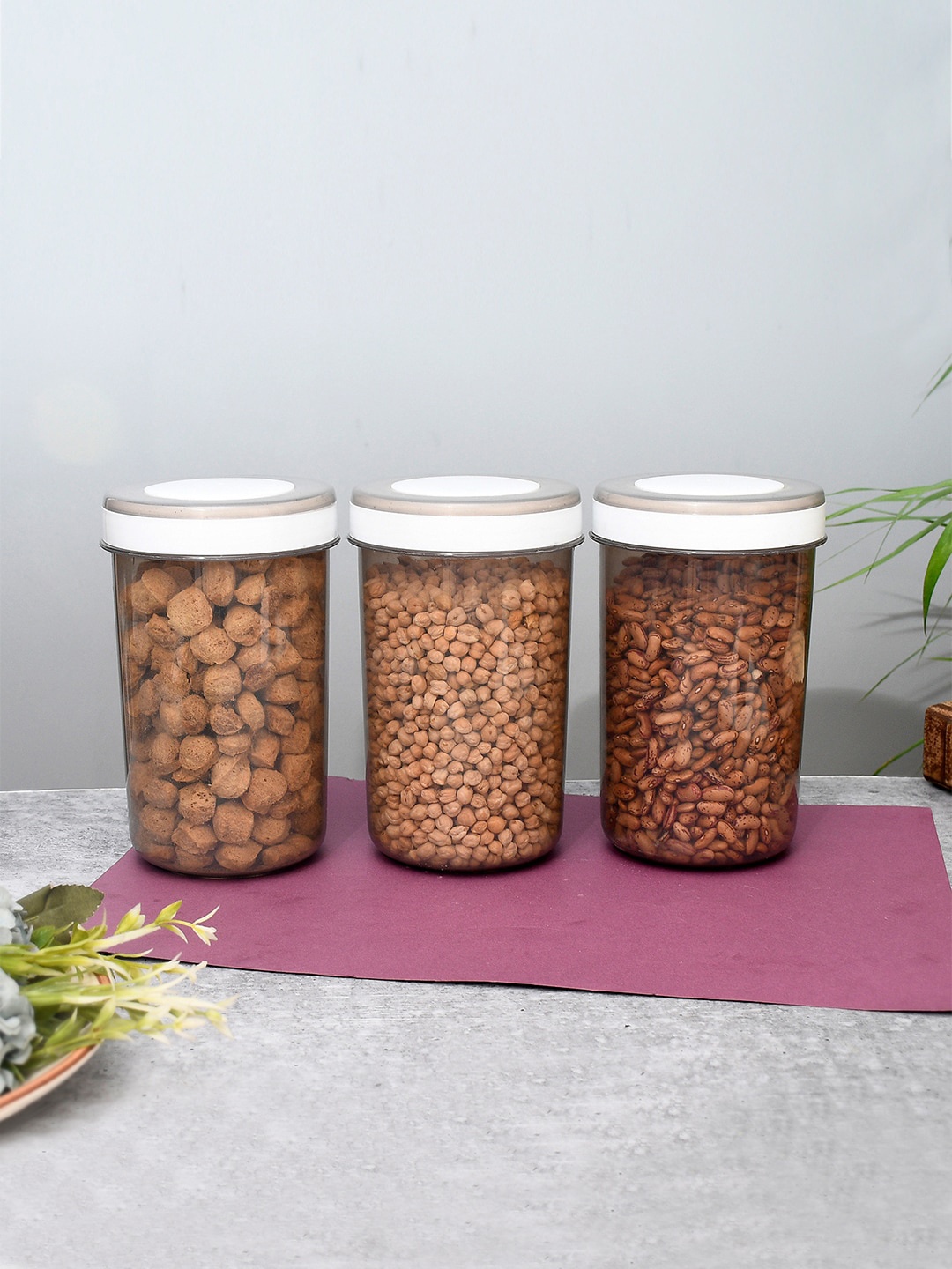 

Kuber Industries Grey 12 Pcs Containers With Spoons 1.5 L Each