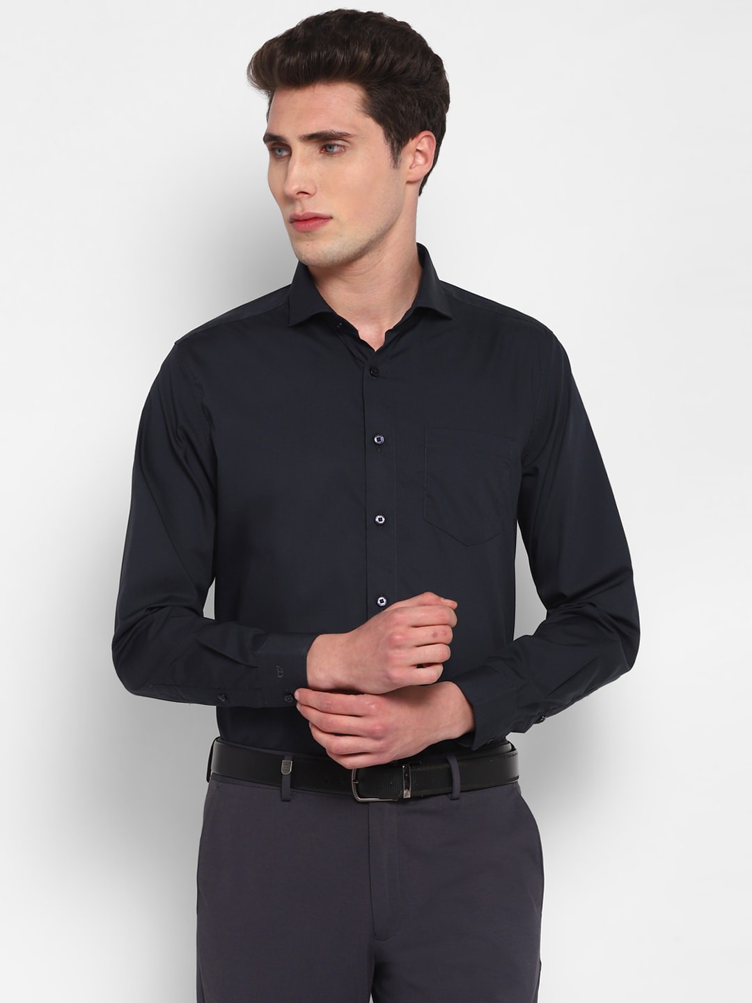 

TOP BRASS Men Formal Cotton Shirt, Black