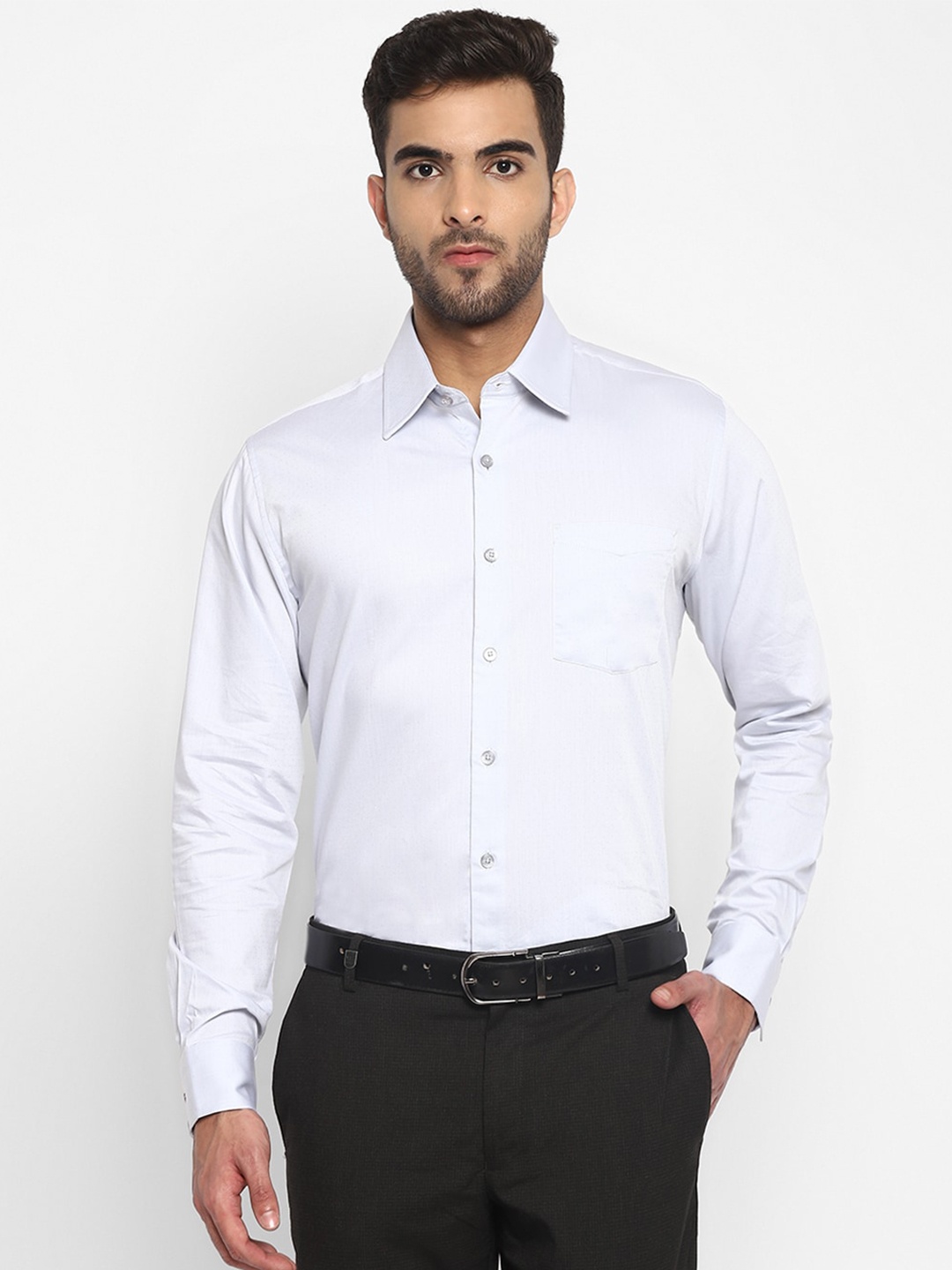 

TOP BRASS Regular Fit Micro Ditsy Printed Cotton Formal Shirt, Blue