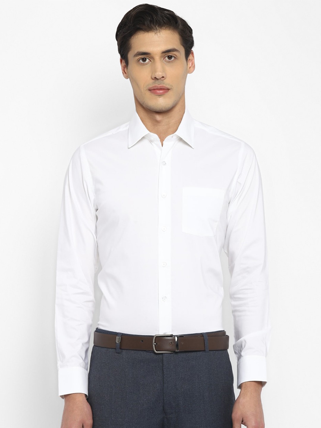 

TOP BRASS Spread Collar Cotton Formal Shirt, White