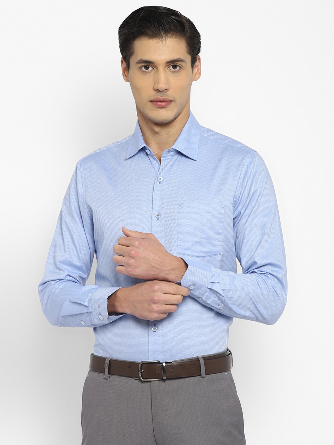 

TOP BRASS Geometric Printed Cotton Formal Shirt, Blue