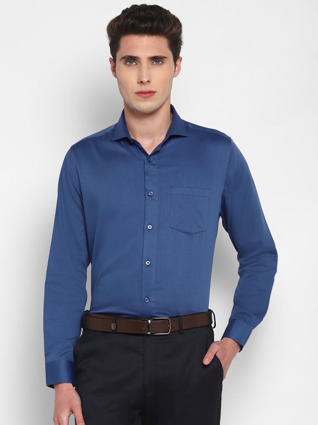 

TOP BRASS Men Formal Cotton Shirt, Blue