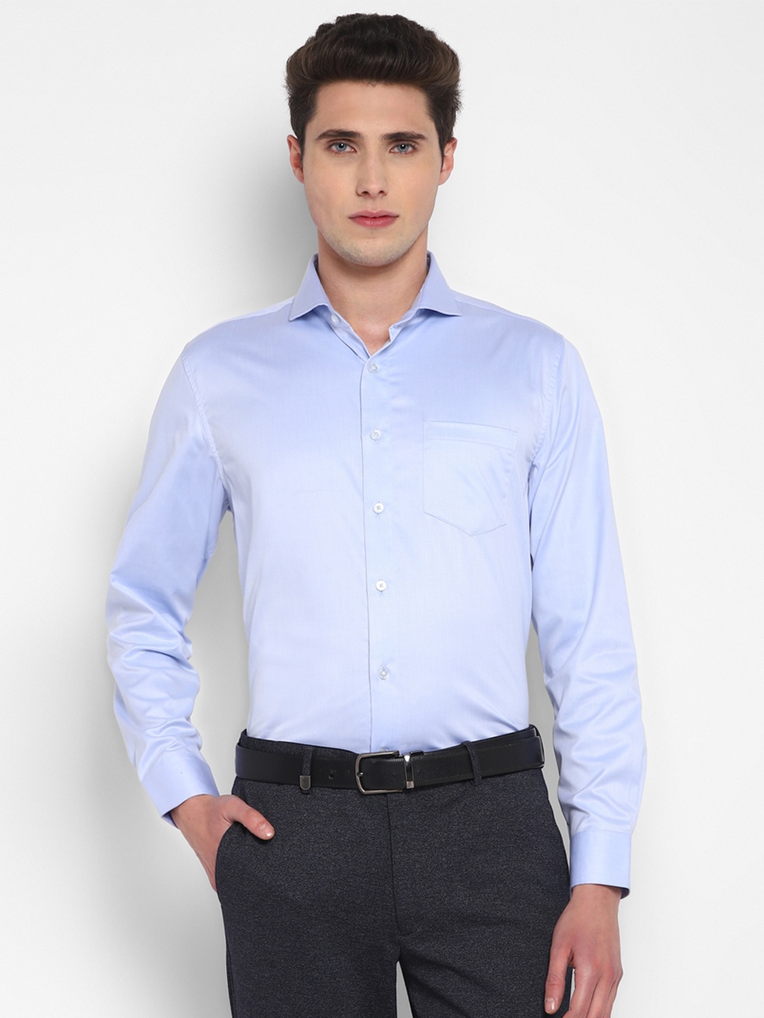 

TOP BRASS Regular Fit Cotton Formal Shirt, Blue