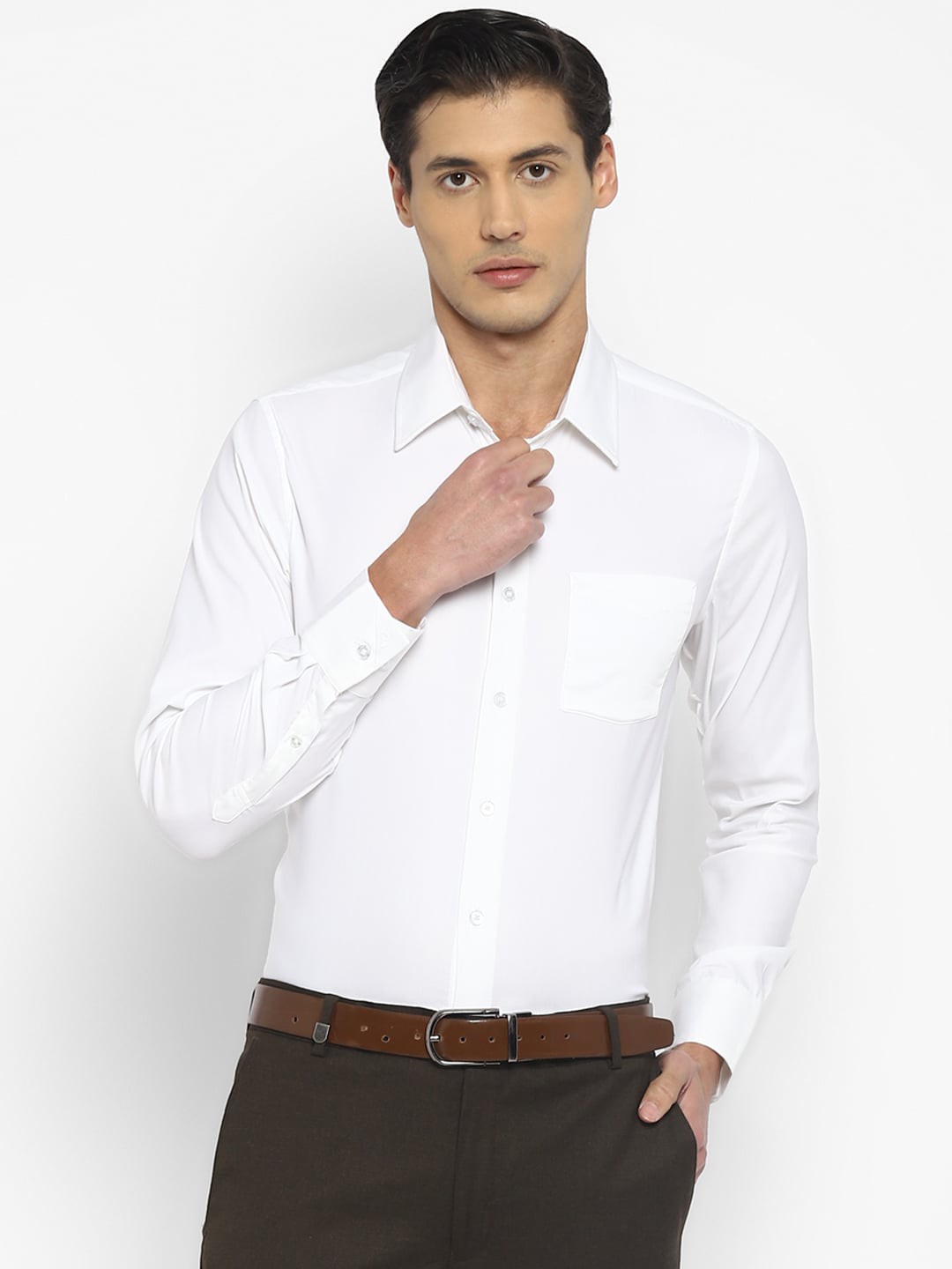 

TOP BRASS Formal Cotton Shirt, White