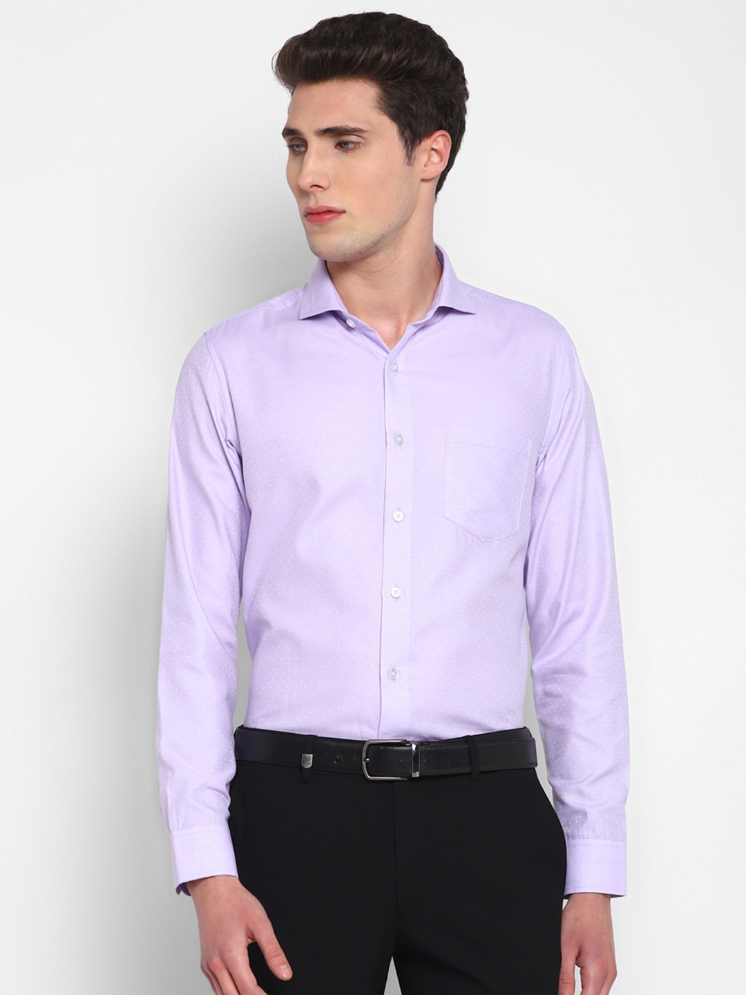 

TOP BRASS Spread Collar Micro Ditsy Formal Cotton Shirt, Purple