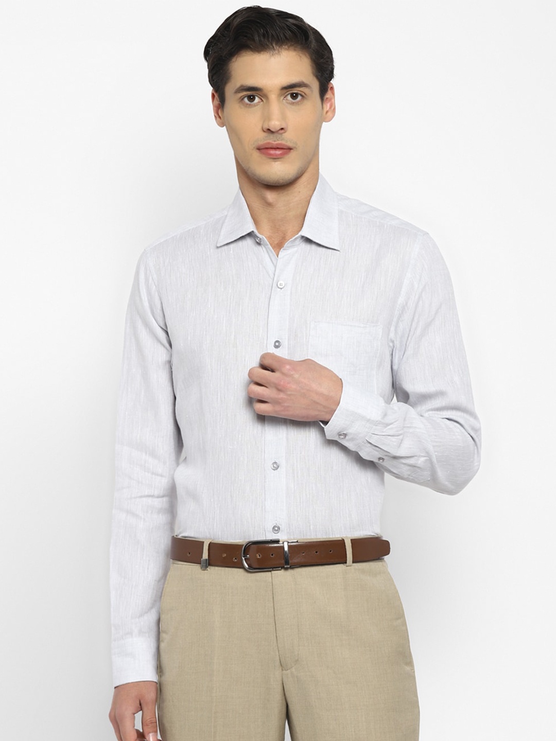 

TOP BRASS Men Formal Linen Shirt, Grey
